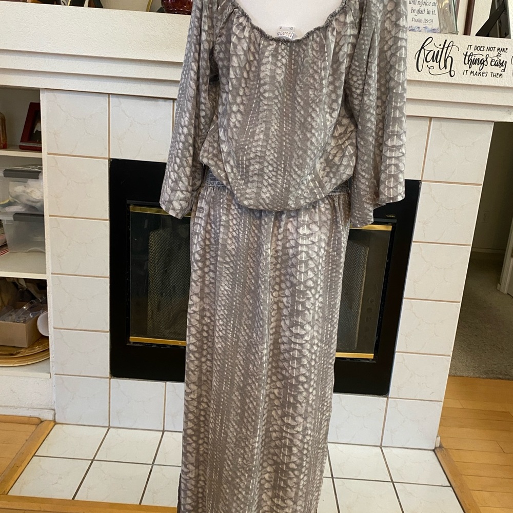 Lascana VENUS swimwear coverup maxi dress Gray White, Size M - Picture 6 of 7